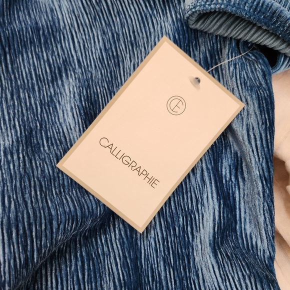 NWT Calligraphie Emerald Green Velvet Blouse with Bell Sleeve Size Small - Picture 11 of 12